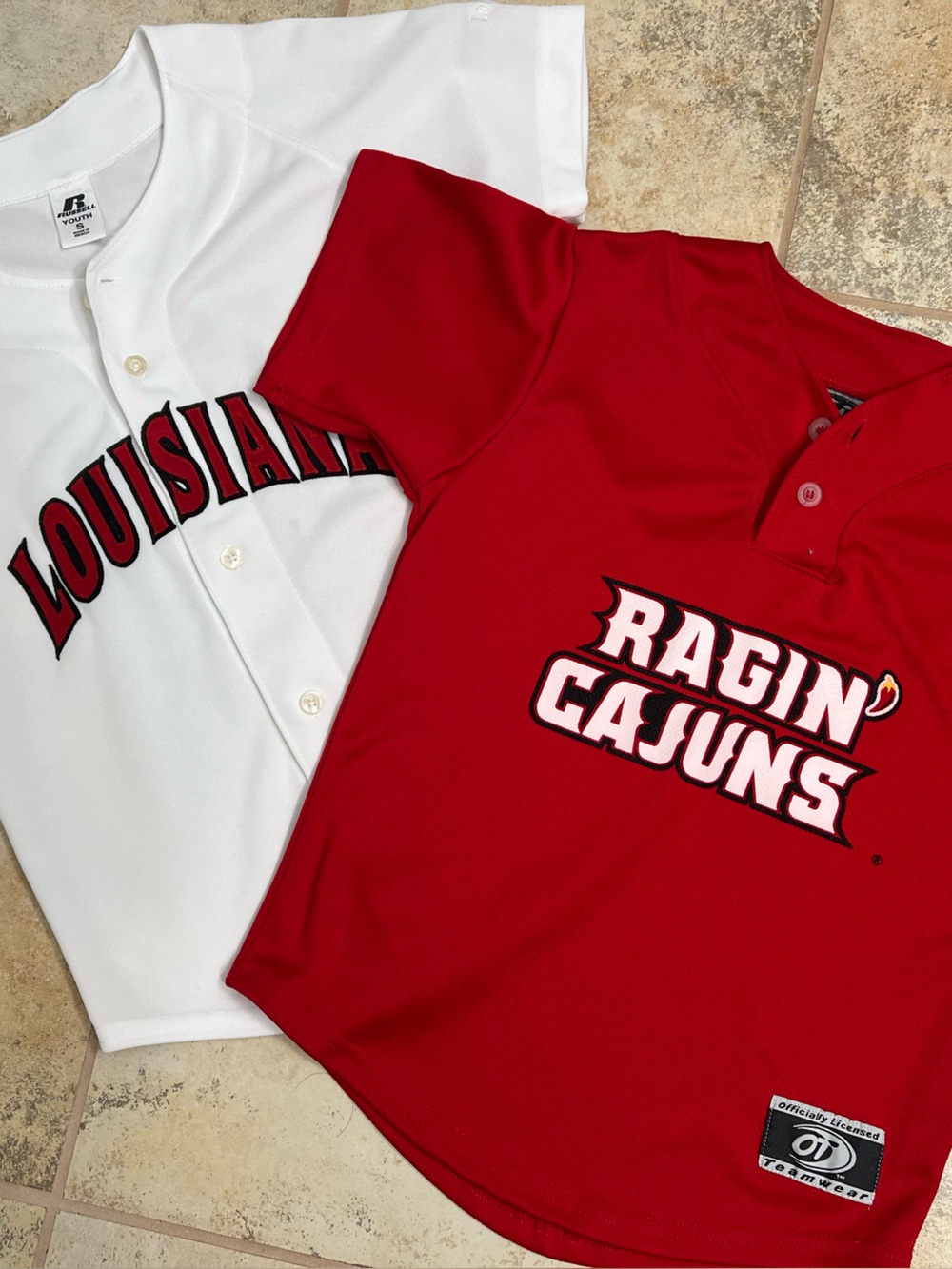 UL Ragin' Cajuns Kids Red & White Baseball Jersey Set